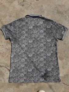 Stylish Grey Printed Polo T-Shirt