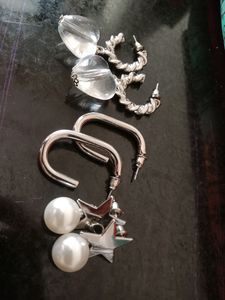 Combo Of Contemporary Silver Earrings