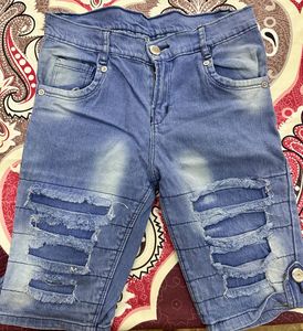 Distressed Blue Denim Shorts