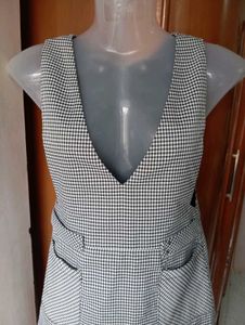 Plaid V-Neck Pinafore Dress