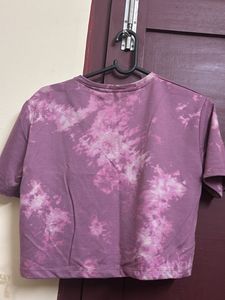 Purple Tie-Dye Crop Top with 'Yeah!' Graphic