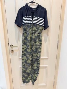 Camouflage Zip-Up Hooded Jumpsuit