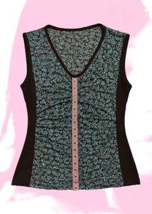 Ruching Floral V-Neck Sleeveless Top