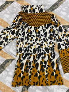 Leopard Print Mock Neck Top