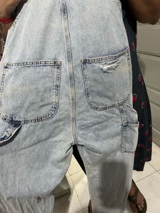 Ripped Denim Overalls