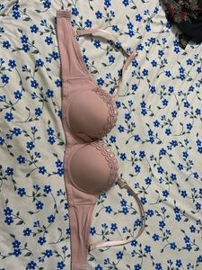 Lace Trim Pink Bra