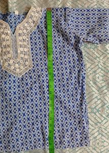 3 Printed Kurta with Neck Embellishment
