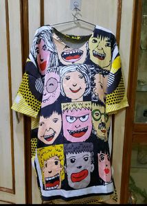 Funky Face Print Tunic Top