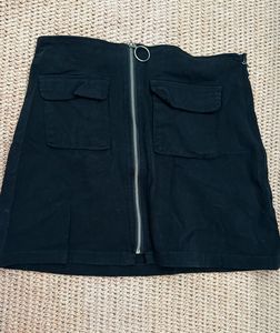 Black Cargo Mini Skirt with Zip
