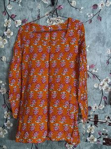 yellow mustard Floral Print Kurta