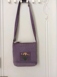 Pretty Purple Crossbody Bag with Floral Accent
