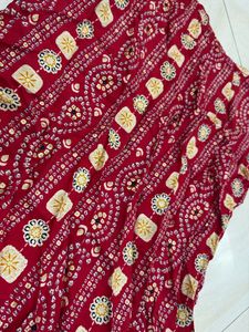 Red Bandhani Print Cotton Noodle Strap