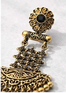 Oxidised Gold Long Jhumka Earrings