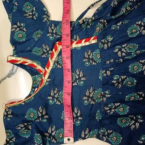 Blue Printed Kurti with Sharara Set