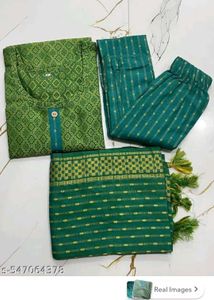 Elegant Mint Green Checked Kurta Set