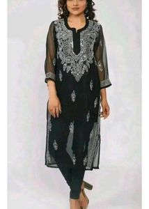 Black Chikankari Kurta Set