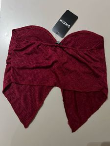 Red Bandeau Bow Crop Top