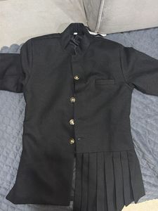 Black Ethnic Kurta with Pleated Detail