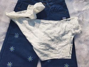 Pinteresty Embroidered Daisy Jeans With Top
