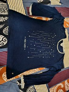 Navy Blue "Make A Wish" Graphic Top