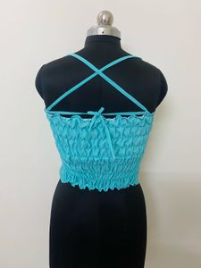Blue Embellished Halter Top
