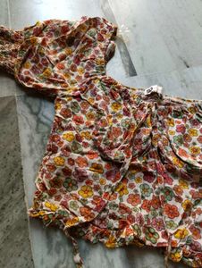 Floral Print Smocked Top