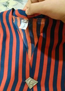 Striped V-Neck 3/4 Sleeve Blouse