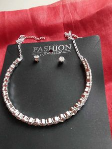 Sparkling Silver Necklace & Earring Set