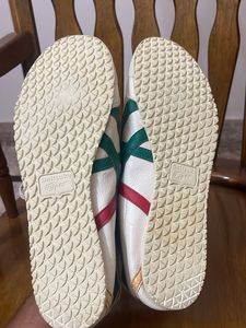 Classic White Sneakers with Green and Red Accents