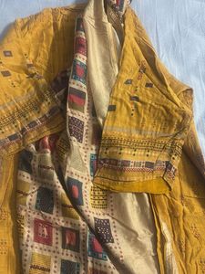 Yellow Printed Kurta Set with Dupatta