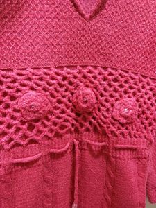 Pink Color Woolen Long Sweater