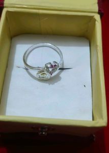 Heart Shaped Ring with Pink &amp; White Stones