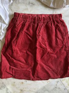 Uniqlo Red Corduroy Mini Skirt For Stylish Girls