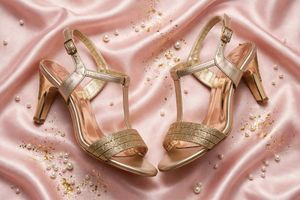 Sparkling Gold T-Strap Heels