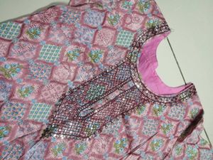 Pink Printed Kurta Set with Dupatta
