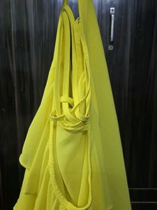 Yellow Cold Shoulder Ruffle Top