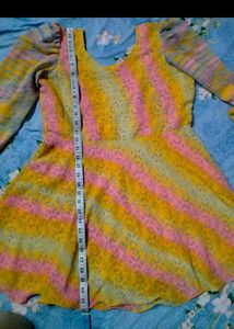 Vibrant Yellow Dhoti Pants &amp; Printed Kurti Set