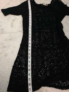 Sheer Crochet Black Top