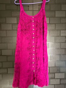 Magenta slip Button-Down Dress