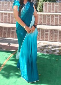 Stylish Blue Ombre Saree