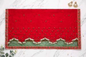 Red Embroidered Net Saree