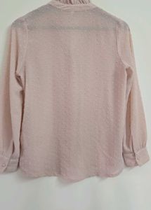 Light Pink Textured Button-Up Blouse