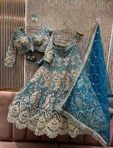 Exquisite Morni Blue Embellished Lehenga Set