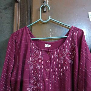Maroon Kurta Set with Trousers
