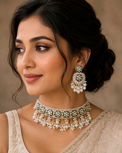 Stunning Pearl & Kundan Jewellery Set