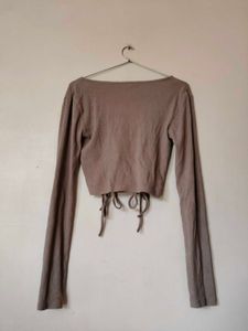 Ribbed Tie Front Party Crop Top