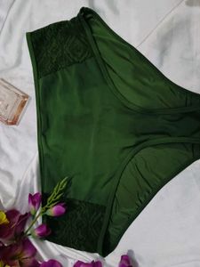 🇳🇿💫🎀Green High-Waisted Briefs with Lace Trim