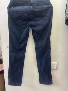 Promod Blue Suede Like Slim Fit Pants