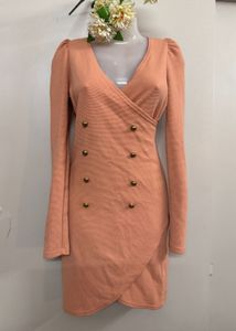 Peach Double Breasted Mini Dress