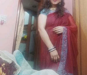 Beautiful Red And Cement Colour Saree